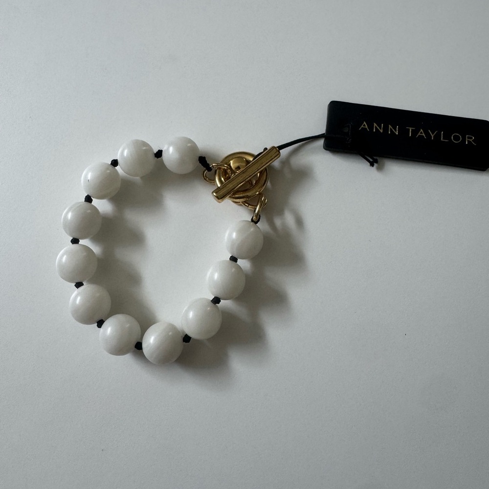 Ann Taylor Gold Clasp White Bracelet